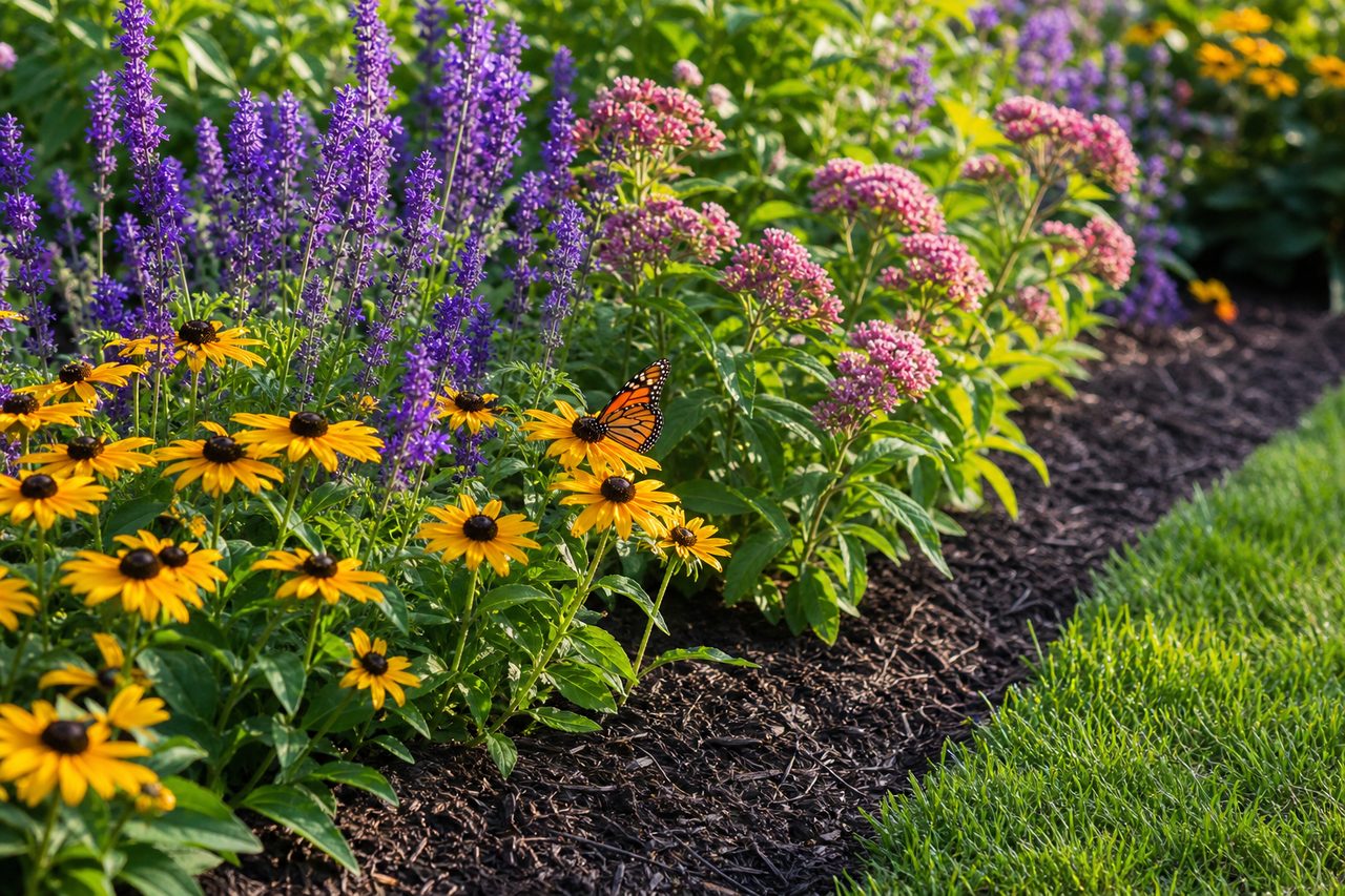 Pollinator bed in full bloom